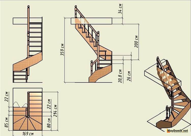 схема деревянной лестницы